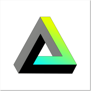 Impossible triangle with cyan to yellow gradient Posters and Art